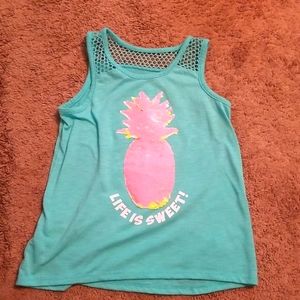 Justice Rare Color changing sequins  Pineapple tank top.
